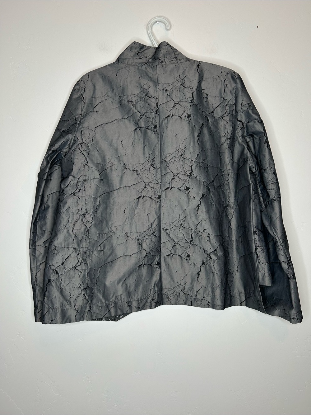 NWT Sun Kim Marble Pattern Asymmetrical Jacket Waist Length Size XL Lagenlook - Picture 2 of 13